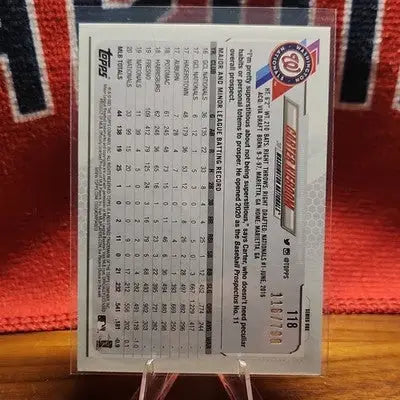Carter Kieboom 2020 Topps Series 1 #118 Serial Numbered /790 Nationals - Baseball Card Single