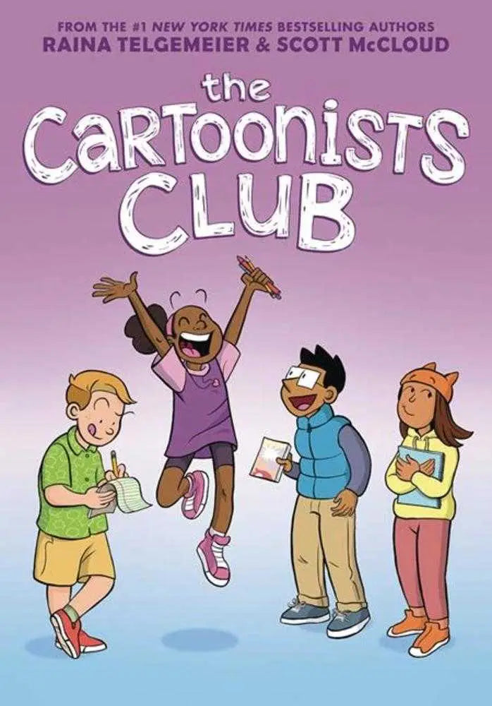 Children’s graphic novel Cartoonists Club TPB with colorful illustration of four young cartoonists