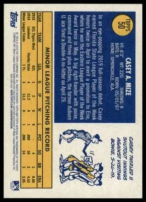 Casey Mize 2019 Topps Heritage Minor League Missing Player Name #50 - Baseball Card Single
