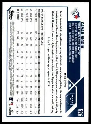 Cavan Biggio 2023 Topps #526 Toronto Blue Jays - Baseball Card Single