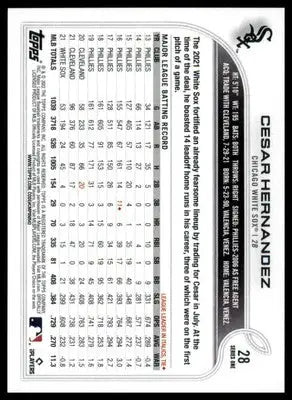 Cesar Hernandez 2022 Topps #28 Chicago White Sox - Baseball Card Single