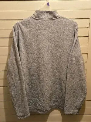 Chaps Pullover Mens XXL Gray Quarter Zip Fleece Knit Pocket Snap Long Sleeve - Apparel