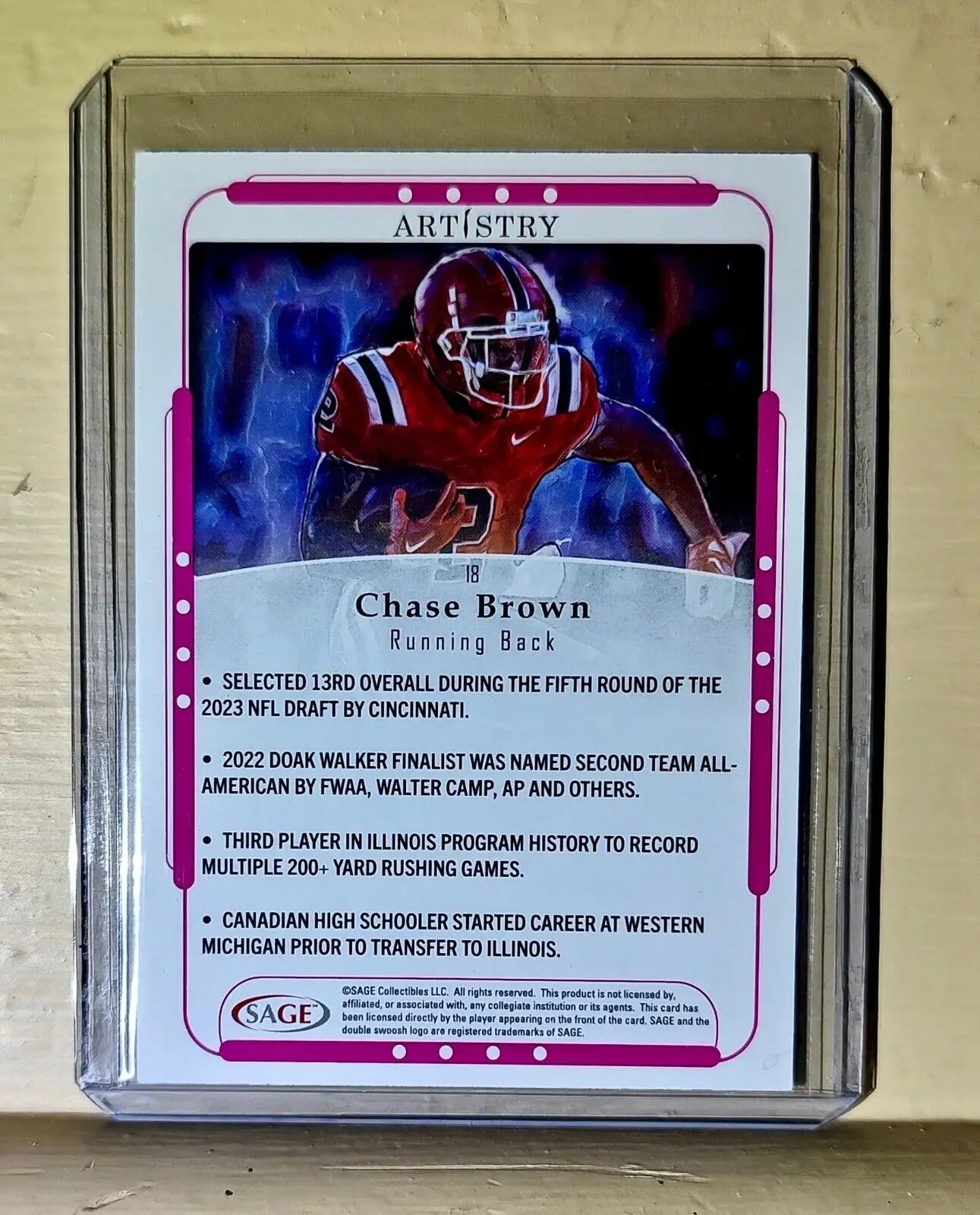 Chase Brown 2023 SAGE NFL Artistry Football #18 Card - Football Card Single