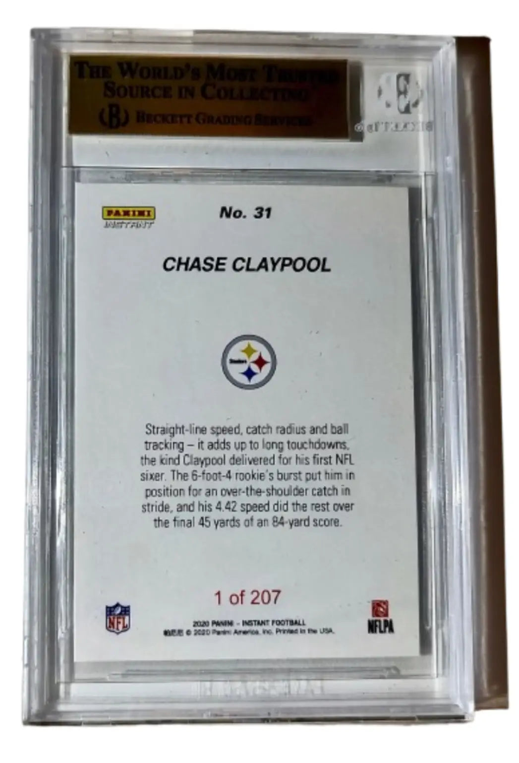 Chase Claypool 2020 Panini NFL #31 Rookie 1 of 207 BGS 9.5 Gem Mint Steelers - Football Card Single