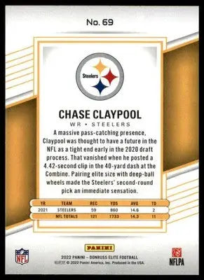 Chase Claypool 2022 Donruss Elite #69 Pittsburgh Steelers - Football Card Single