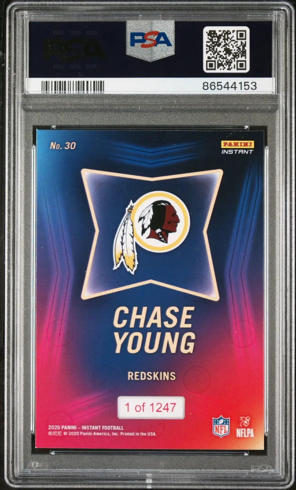 Chase Young 2020 Panini NFL Instant Draft Night #30 Rookie Card PSA 9 Mint - Football Card Single