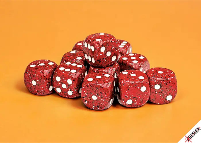 Chessex: Speckled 16mm 12 D6 Dice Block - Lava Stone - Gaming Supplies - Dice