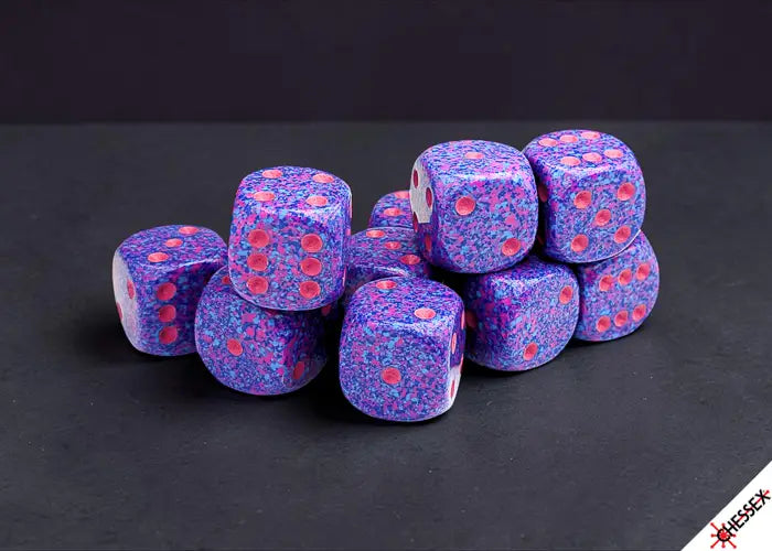 Chessex: Speckled 16mm 12 D6 Dice Block - Purple Passion - Gaming Supplies - Dice