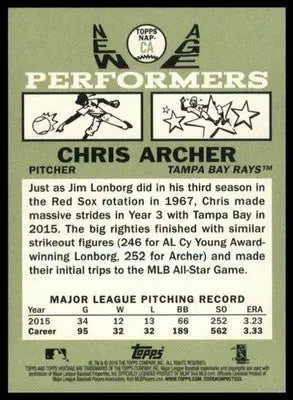 Chris Archer 2016 Topps Heritage New Age Performers #NAP-CA Tampa Bay Rays - Baseball Card Single