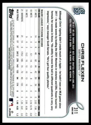 Chris Flexen 2022 Topps #311 Seattle Mariners - Baseball Card Single