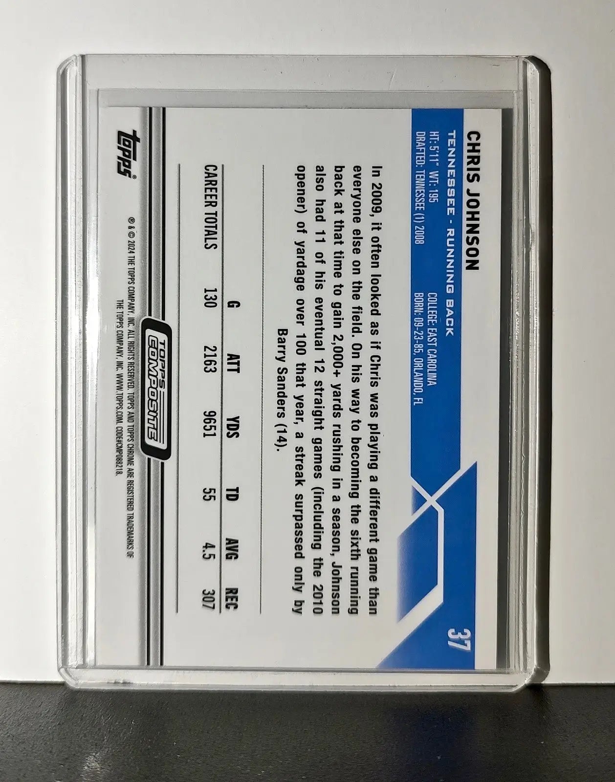 Chris Johnson 2023 Topps Chrome NFL #37 Card Tennessee Titans - Football Card Single