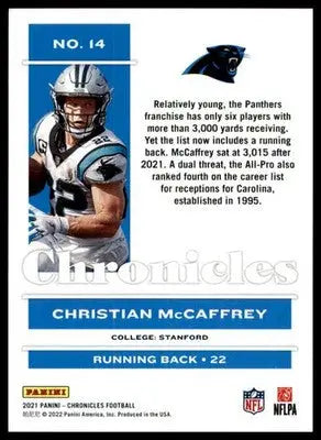Christian McCaffrey 2021 Panini Chronicles #14 Carolina Panthers - Football Card Single