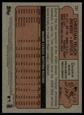 Christian Yelich 2021 Topps Heritage #251 Milwaukee Brewers - Baseball Card Single