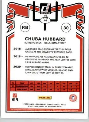 Chuba Hubbard - 2021 Panini Chronicles Draft Picks - #46 - Football - Football Card Single