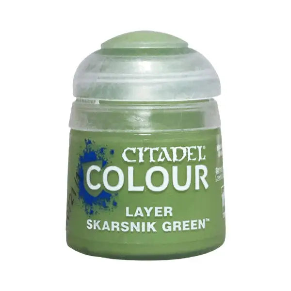 Pot of Citadel Paint Layer Skarsnik Green for detailed painting projects