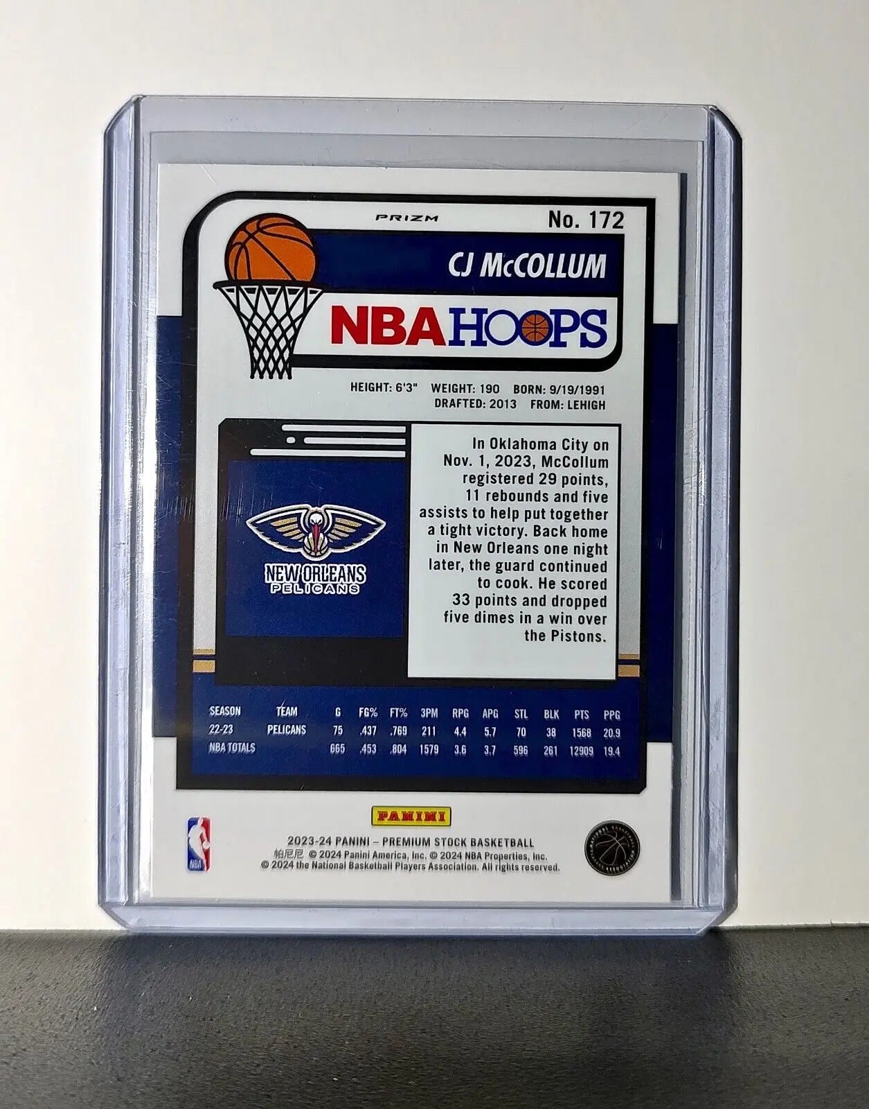 CJ McCollum 2023-24 Panini Premium NBA Hoops #172 Pulsar Prizm Pelicans - Basketball Card Single
