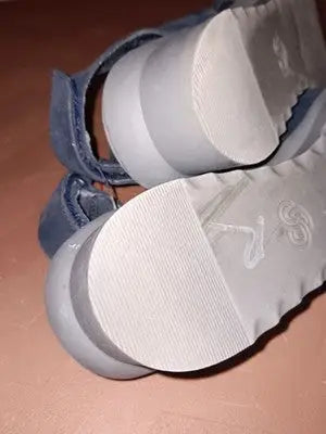 Clarks Caddell Bright Wedge Sandals 13288 Ankle Strap Navy Blue Gray Women 5.5M