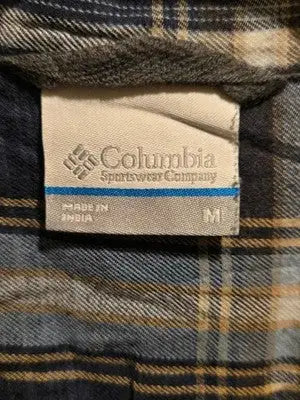 Columbia Shirt Mens M Blue Plaid Long Sleeve Button Up Flannel Casual Outdoor - Apparel