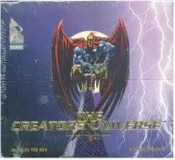 Menacing winged creature with red wings on skull, featured in Factory Sealed trading cards