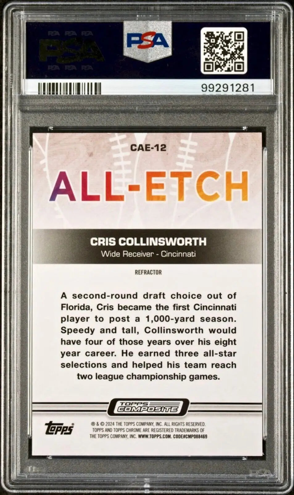 Cris Collinsworth 2023 Topps Chrome All-Etch Refractor NFL #CAE-12 Card PSA 9 - Football Card Single