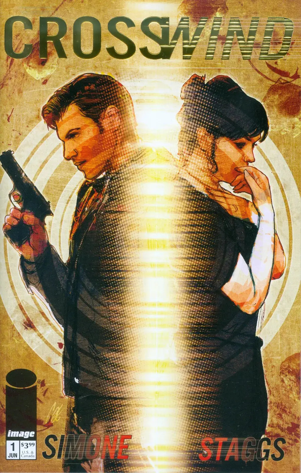 Comic book cover of Crosswind #1 featuring armed figures, ideal for trading cards fans