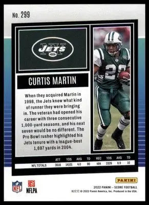 Curtis Martin 2022 Score #299 New York Jets - Football Card Single