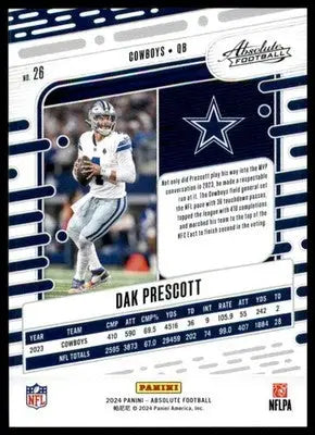 Dak Prescott 2024 Panini Absolute Retail #26 Dallas Cowboys - Football Card Single