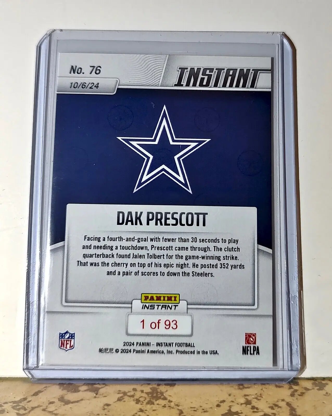 Dak Prescott 2024 Panini NFL #76 Football Card Dallas Cowboys 1 of 93 - Football Card Single