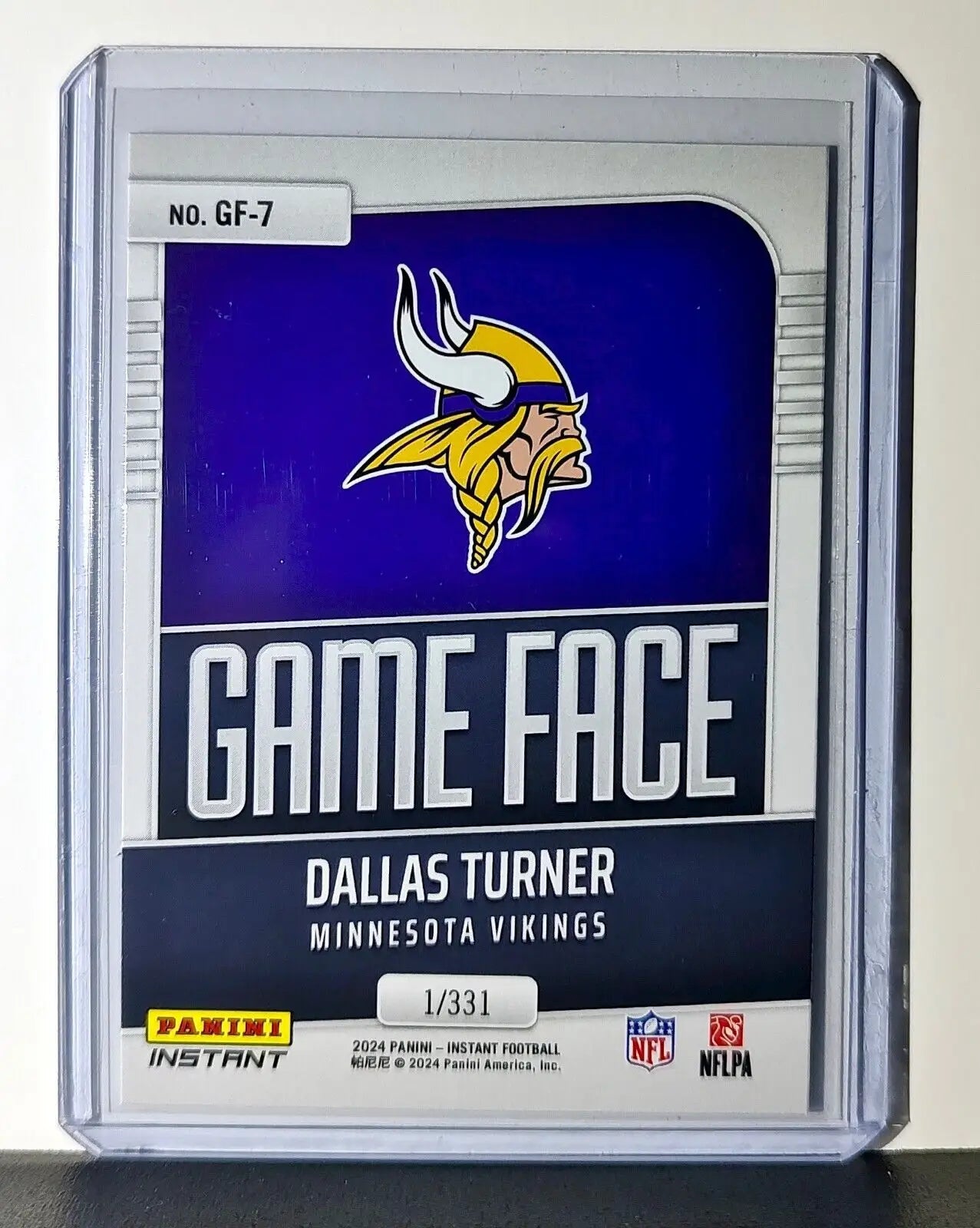 Dallas Turner 2024 Panini Game Face #7 NFL Rookie Card Minnesota Vikings 1/331 - Football Card Single