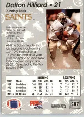 Dalton Hilliard - 1992 Pro Set - #587 - Football - Football Card Single