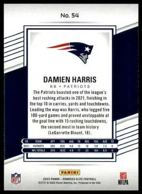 Damien Harris 2022 Donruss Elite #54 New England Patriots - Football Card Single