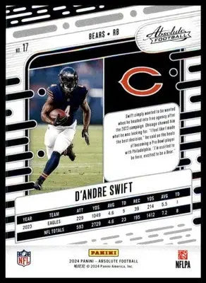DAndre Swift 2024 Panini Absolute Retail #17 Chicago Bears - Football Card Single