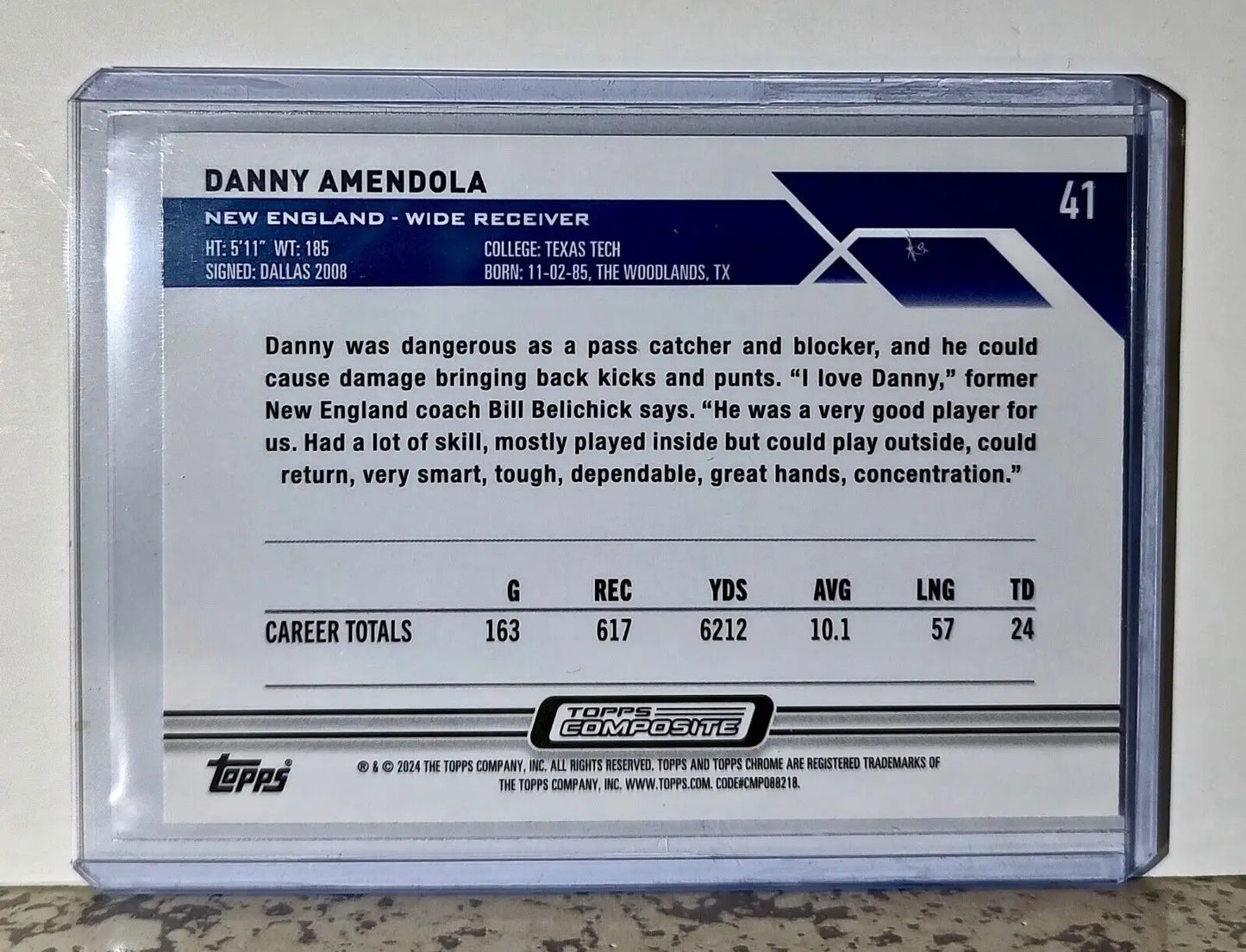 Danny Amendola 2023 Topps Chrome NFL #41 Football Card New England Patriots - Football Card Single