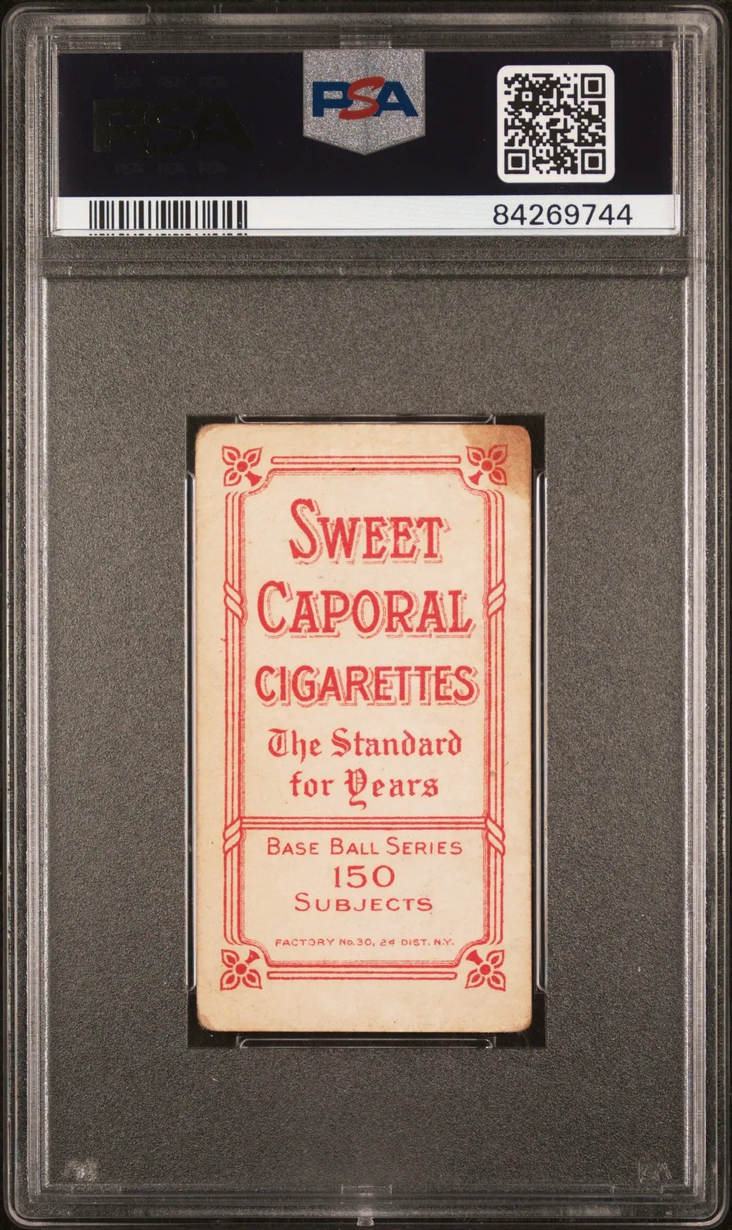 Vintage Danny Murphy T206 Sweet Caporal 150/30 trading card in PSA graded case