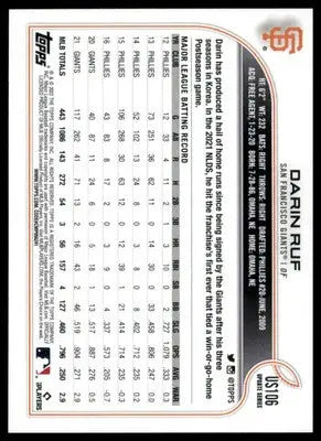 Darin Ruf 2022 Topps Update #US106 San Francisco Giants - Baseball Card Single