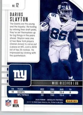 Darius Slayton - 2020 Panini Absolute - #12 - Retail Football - Football Card Single
