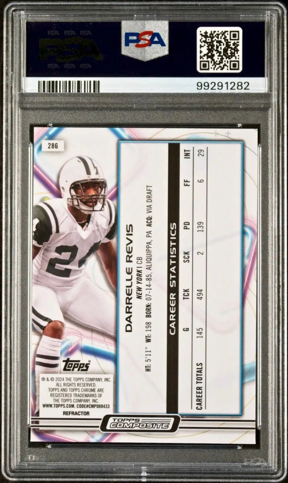 Darrelle Revis 2023 Topps Chrome Cosmic Refractor NFL #286 Football Card PSA 10