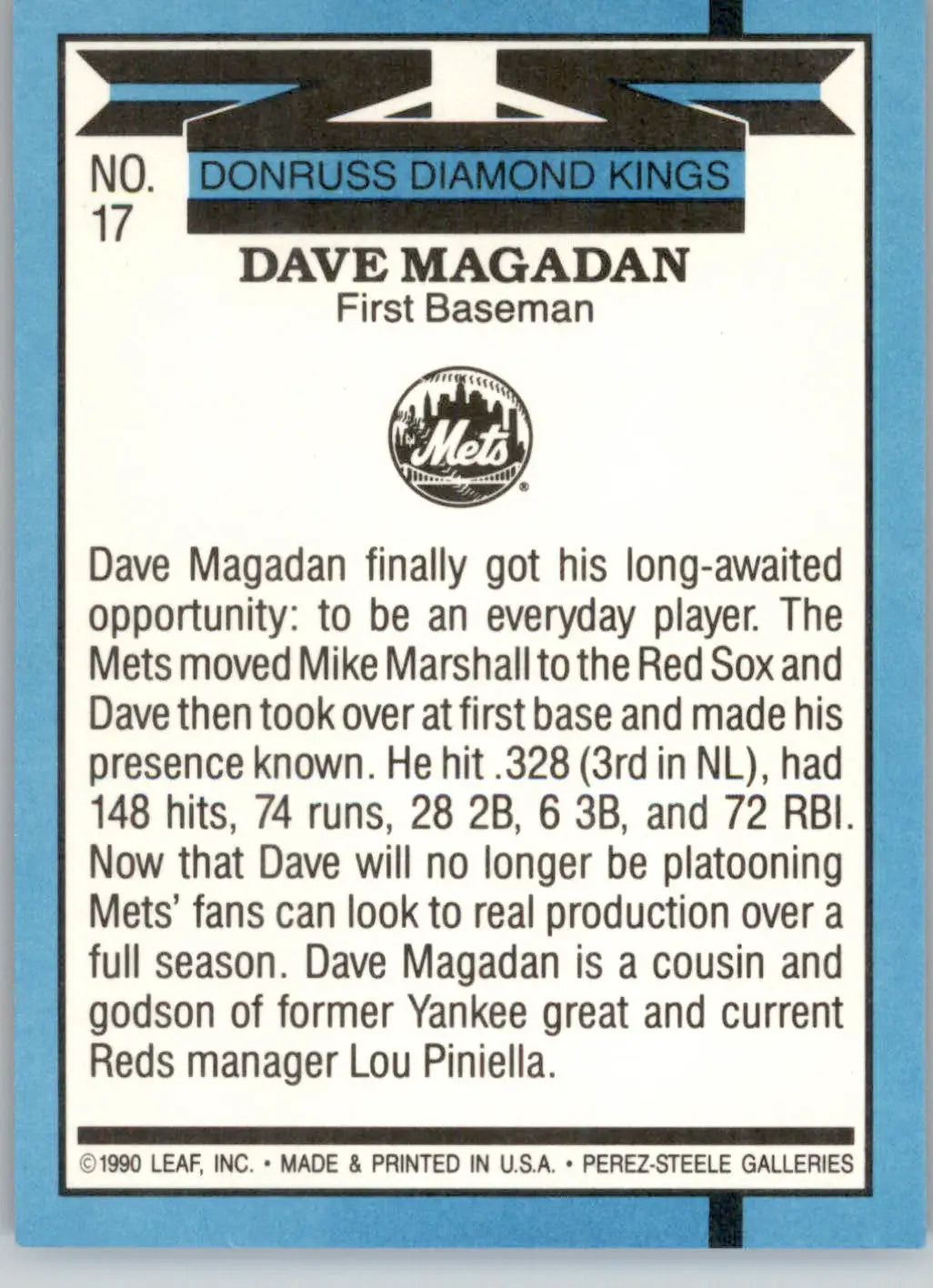 Dave Magadan - 1991 Donruss - #17 - Baseball - Baseball Card Single