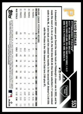 David Bednar 2023 Topps #553 Pittsburgh Pirates - Baseball Card Single