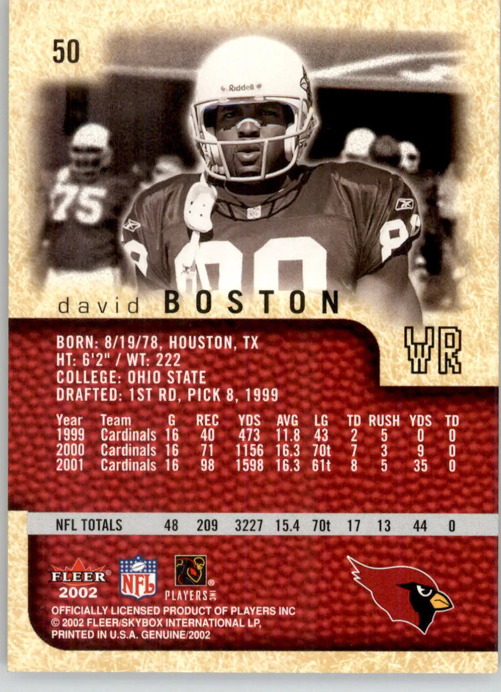 David Boston - 2002 Fleer Genuine - #50 - Football - Football Card Single