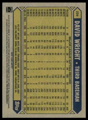David Wright 2022 Topps Archives #234 New York Mets - Baseball Card Single