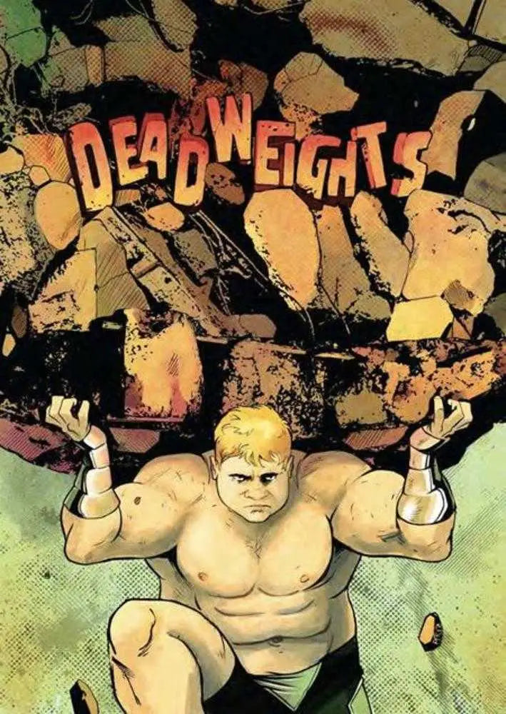Muscular figure lifting weights in gritty comic style on Deadweights #3 cover artwork