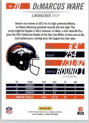 DeMarcus Ware - 2014 Score - #70 - Football - Football Card Single
