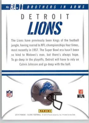 Detroit Lions - 2014 Score - #BA-11 - Brothers in Arms Blue Football - Football Card Single