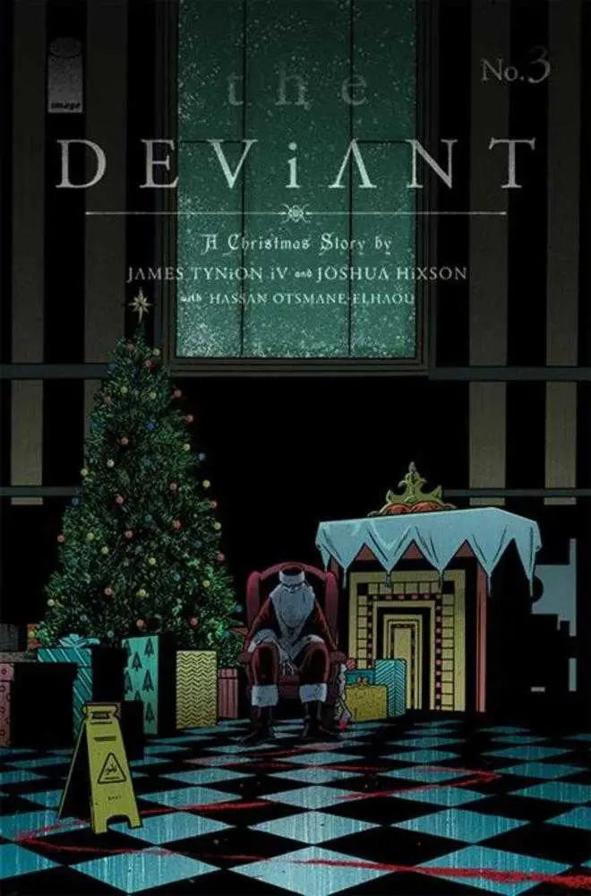 The Deviant book cover features a festive Christmas scene with presents on a checkered floor