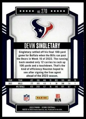 Devin Singletary 2023 Score #270 Houston Texans - Football Card Single