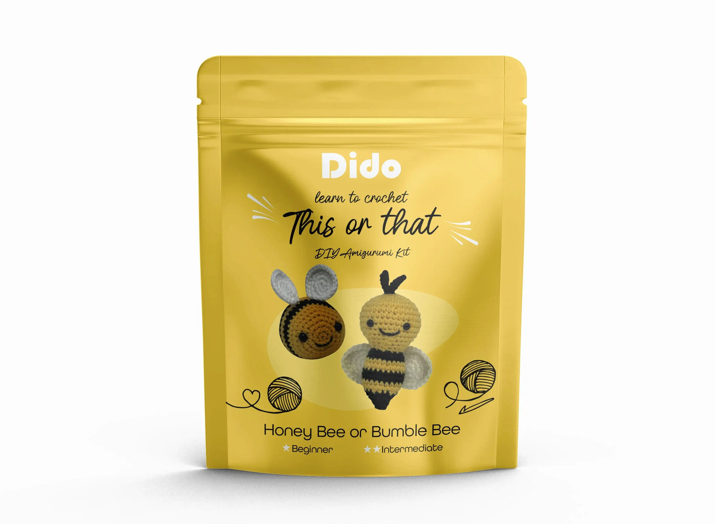 Dido DIY Amigurumi Kit: Honey Bee or Bumble Bee - DIY Amigurumi Kit