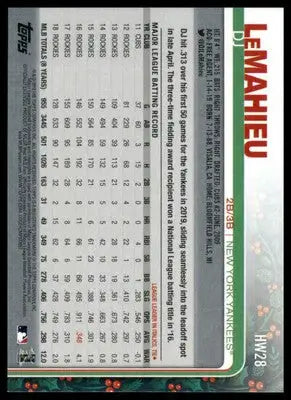 DJ LeMahieu 2019 Topps Holiday #HW28 New York Yankees - Baseball Card Single