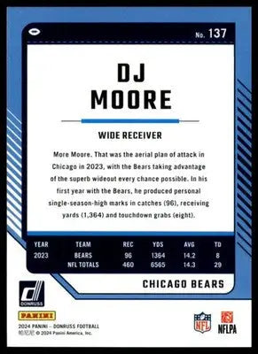 DJ Moore 2024 Donruss #137 Chicago Bears - Football Card Single