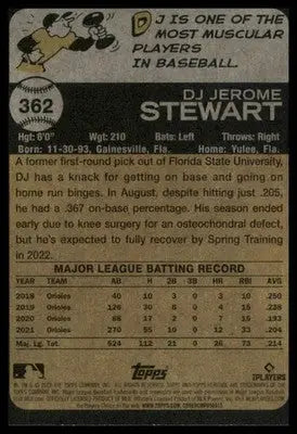DJ Stewart 2022 Topps Heritage #362 Baltimore Orioles - Baseball Card Single